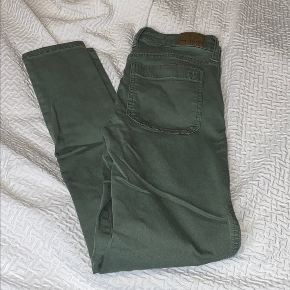 Olive green denim pants